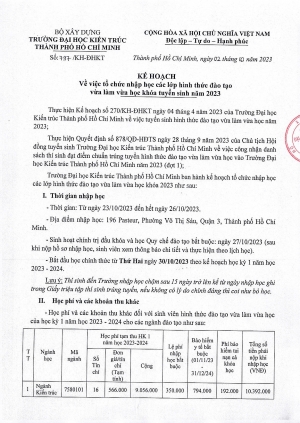 Thông báo số 797/TB-ĐHKT về việc tổ chức nhập học các lớp hình thức đào tạo vừa làm vừa học khóa tuyển sinh năm 2023
