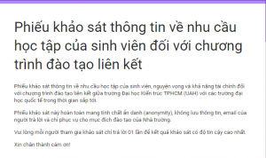 Khảo sát nhu cầu học tập chương trình đào tạo liên kết quốc tế với Birmingham City University