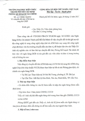 Thông báo về việc chuyển đổi từ thẻ ghi nợ nội địa (GNNĐ) công nghệ từ sang công nghệ chip (thẻ chip chuẩn VCCS)