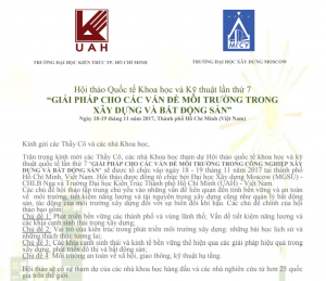 Thư mời viết bài Hội thảo Quốc tế Khoa học và Kỹ thuật lần 7