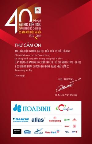 Thư cảm ơn các Đơn vị tài trợ