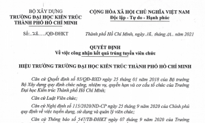 Quyết định công nhận kết quả trúng tuyển viên chức