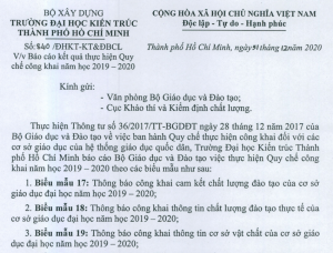 Báo cáo kết quả thực hiện Quy chế công khai năm học 2019-2020