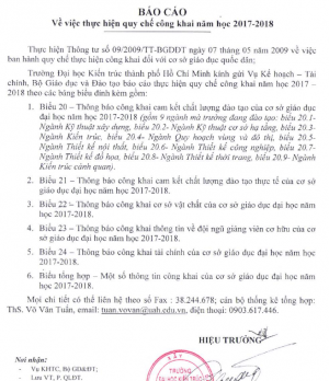 Báo cáo về việc thực hiện quy chế công khai năm học 2017-2018