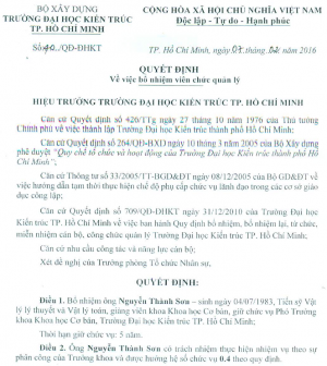 Các quyết định bổ nhiệm viên chức quản lý