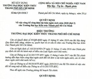 Công khai thực hiện dự toán ngân sách năm 2020 đợt 2