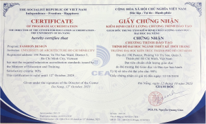 Giấy chứng nhận đạt chuẩn Kiểm định Chương trình đào tạo ngành thiết kế thời trang