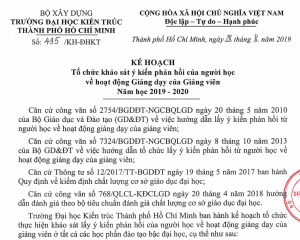 Kế hoạch khảo sát ý kiến người học về hoạt động giảng dạy của giảng viên năm học 2019-2020