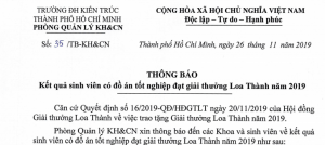 Kết quả đồ án tốt nghiệp đạt giải thưởng Loa Thành năm 2019 của sinh viên UAH