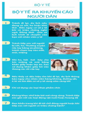 Khuyến cáo mới nhất của Bộ Y tế về phòng chống dịch bệnh do virus nCoV