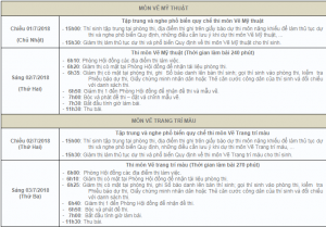 LỊCH THI CÁC MÔN NĂNG KHIẾU KỲ TUYỂN SINH CHÍNH QUY NĂM 2018