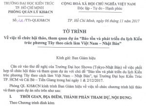 Mời dự Hội thảo chuyên đề về Bảo tồn và Phát triển Du lịch Kiến trúc phương Tây theo cách làm Việt Nam-Nhật Bản