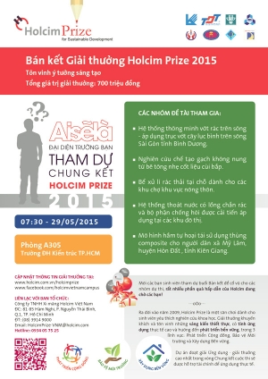 Mời tham dự buổi bảo vệ bán kết “Holcim Prize 2015”