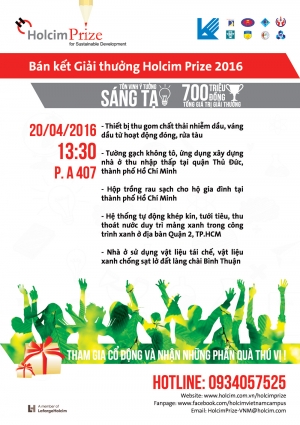 Mời tham dự buổi bảo vệ vòng Bán kết “Holcim Prize 2016”