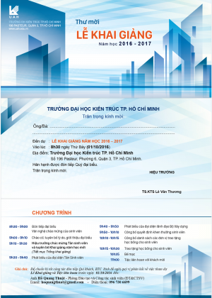 Mời tham dự Lễ khai giảng năm học 2016 - 2017 tại cơ sở TP.Hồ Chí Minh