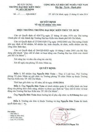 Quyết định bổ nhiệm Trưởng Phòng Tổ chức Nhân sự