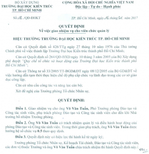 Quyết định giao nhiệm vụ viên chức quản lý và điều động viên chức