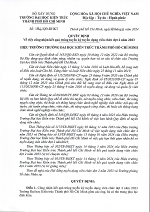 Quyết định số 194/QĐ-ĐHKT ngày 18/3/2024 về việc công nhận kết quả trúng tuyển kỳ tuyển dụng viên chức đợt 2 năm 2023