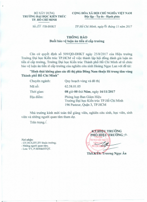 Thông báo buổi bảo vệ luận án tiến sĩ cấp Trường của NCS Hoàng Ngọc Lan