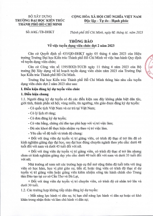 Thông báo các số 1175/TB-ĐHKT về việc tuyển dụng viên chức đợt 2 năm 2023