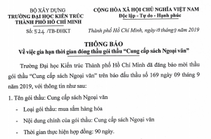 Thông báo gia hạn thời gian đóng gói thầu