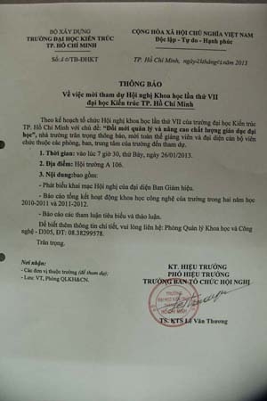 Thông báo mời dự Hội nghị Khoa học lần VII