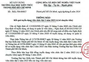 Thông báo số 302/TB-ĐHKT ngày 14/03/2024 về Kết quả tuyển dụng viên chức đợt 2 năm 2023 (vị trí chuyên viên)