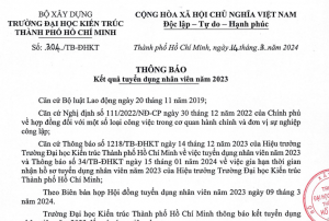 Thông báo số 304/TB-ĐHKT ngày 14/03/2024 về Kết quả tuyển tuyển dụng nhân viên năm 2023