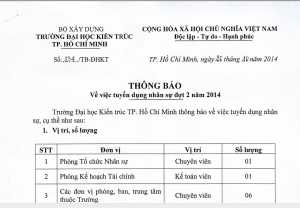 Thông báo tuyển dụng nhân sự đợt 2 năm 2014