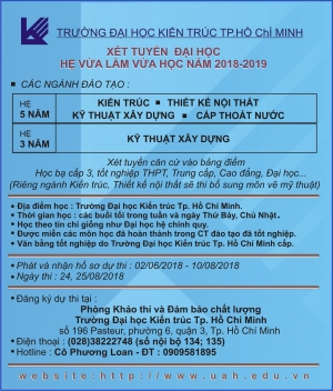 Thông báo Tuyển sinh Đại học Hệ vừa làm vừa học năm học 2018-2019