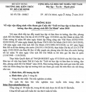 Thông báo vân động sinh viên tham Cuộc thi