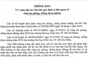 Thông báo về việc cung cấp các văn bản quy định về phòng chống tham nhũng