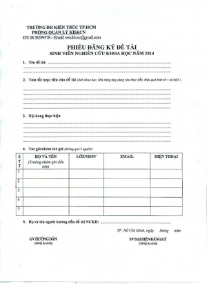 Thông báo về việc đăng ký đề tài nghiên cứu khoa học của sinh viên năm học 2013-2014