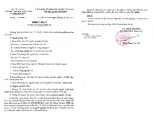 Thông báo về việc tuyển dụng nhân sự