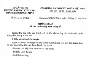 Thông báo về việc tuyển dụng nhân viên y tế
