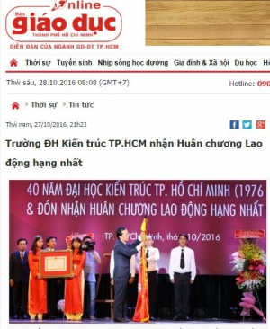 Thông tin về Lễ kỷ niệm 40 năm mang tên ĐH Kiến trúc TP.HCM và đón nhận Huân chương Lao động hạng Nhất (lần 2) của Nhà trường trên báo chí