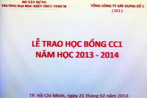 Tổng Công ty Xây dựng số 1 trao học bổng cho sinh viên ĐH Kiến trúc TP.HCM