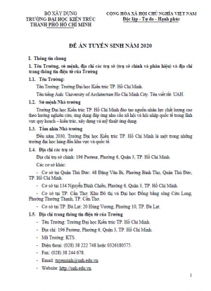 Trường Đại học Kiến trúc Thành phố Hồ Chí Minh công bố đề án tuyển sinh năm 2020