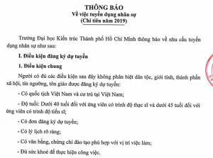 Trường Đại học Kiến trúc TP. Hồ Chí Minh tuyển dụng nhân sự