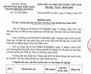 Tuyển sinh hệ vừa làm vừa học trình độ đại học năm 2020