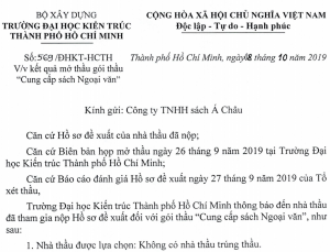 Kết quả đấu thầu gói thầu