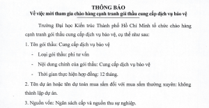 Mời tham gia chào hàng cạnh tranh gói thầu cung cấp dịch vụ bảo vệ