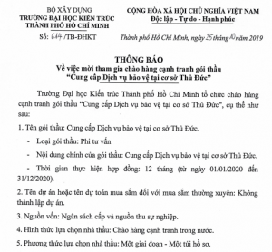 Mời tham gia chào hàng cạnh tranh, gói thầu