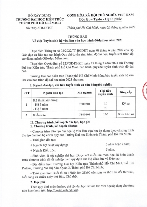Thông báo số 270/TB-ĐHKT về việc Tuyển sinh hệ vừa làm vừa học trình độ đại học năm 2023
