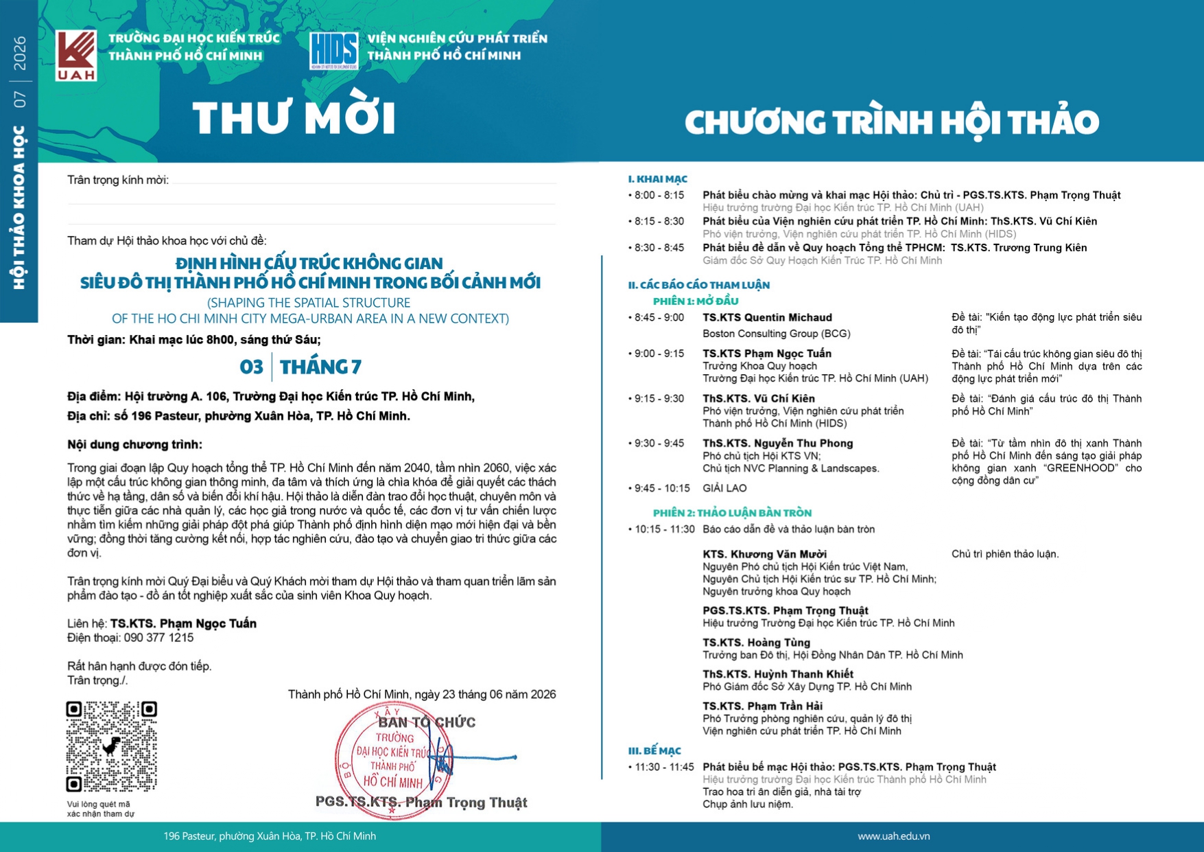 Hội thảo khoa học với chủ đề "Định hình cấu trúc không gian siêu đô thị Thành phố Hồ Chí Minh trong bối cảnh mới"