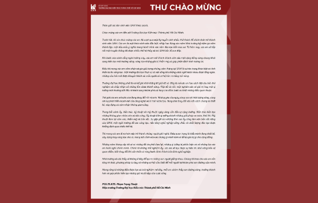 Thư chào mừng Tân sinh viên Khóa 2026 của Hiệu trưởng UAH